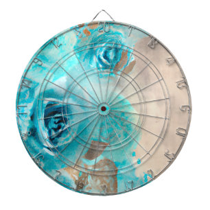 Ein blaues Shabby Chic Ephemera Design Serie 7 Dartscheibe