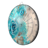 Ein blaues Shabby Chic Ephemera Design Serie 7 Dartscheibe (Vorderseite rechts)
