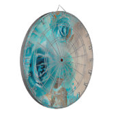Ein blaues Shabby Chic Ephemera Design Serie 7 Dartscheibe (Vorderseite Links)