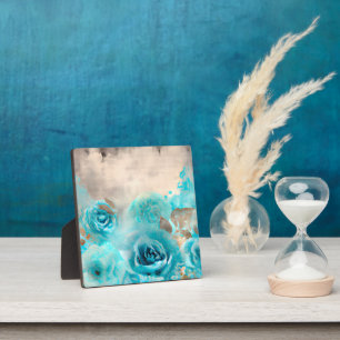 Ein blaues Shabby Chic Ephemera Design Serie 7 Fotoplatte