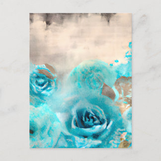Ein blaues Shabby Chic Ephemera Design Serie 7 Postkarte