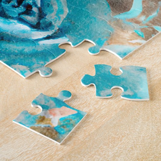 Ein blaues Shabby Chic Ephemera Design Serie 7 Puzzle (Seite)