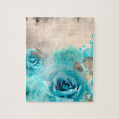 Ein blaues Shabby Chic Ephemera Design Serie 7 Puzzle (Vertikal)