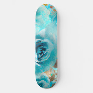 Ein blaues Shabby Chic Ephemera Design Serie 7 Skateboard