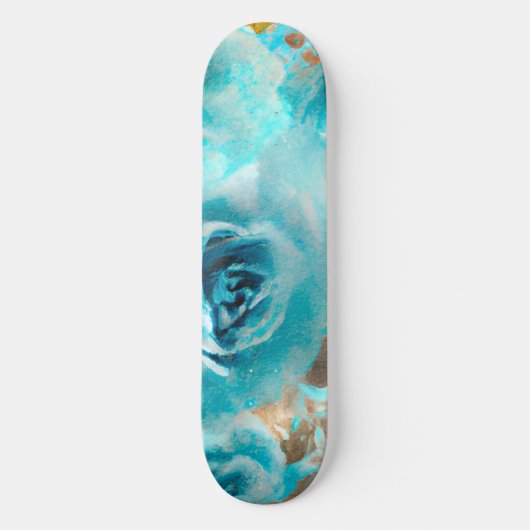 Ein blaues Shabby Chic Ephemera Design Serie 7 Skateboard (Vorderseite)
