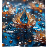 Ein blaues Spiel mit Gold-Design Duschvorhang (Vorderseite)