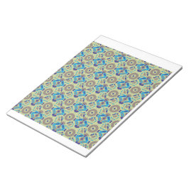 ein blaues und grünes Muster auf grünem Hintergrun Notizblock