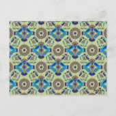 ein blaues und grünes Muster auf grünem Hintergrun Postkarte (Rückseite)