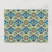 ein blaues und grünes Muster auf grünem Hintergrun Postkarte (Vorderseite)