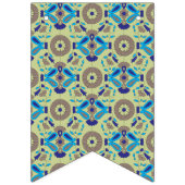 ein blaues und grünes Muster auf grünem Hintergrun Wimpelkette (Zweite Fahne)