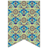 ein blaues und grünes Muster auf grünem Hintergrun Wimpelkette (Erste Fahne)