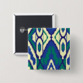 ein blaues und grünes Muster mit weißem Hintergrun Button (Vorne & Hinten)