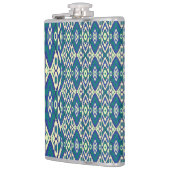 ein blaues und grünes Muster mit weißem Hintergrun Flachmann (Links)