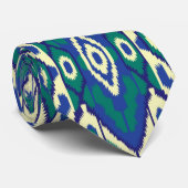 ein blaues und grünes Muster mit weißem Hintergrun Krawatte (Gerollt)