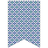 ein blaues und grünes Muster mit weißem Hintergrun Wimpelkette (Zweite Fahne)