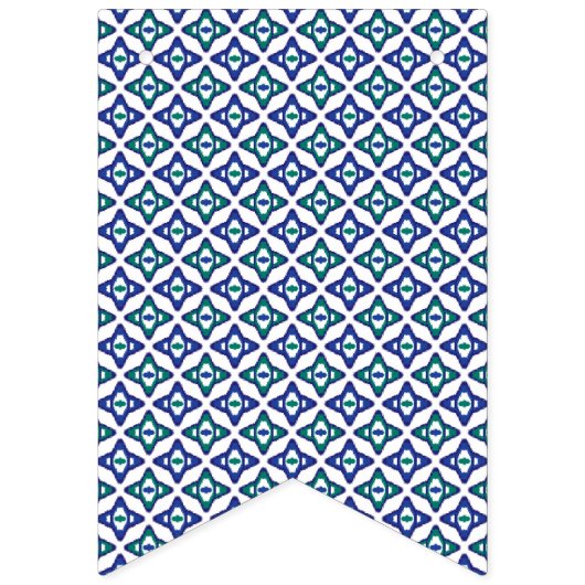 ein blaues und grünes Muster mit weißem Hintergrun Wimpelkette (Zweite Fahne)