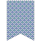 ein blaues und grünes Muster mit weißem Hintergrun Wimpelkette (Dritte Fahne)