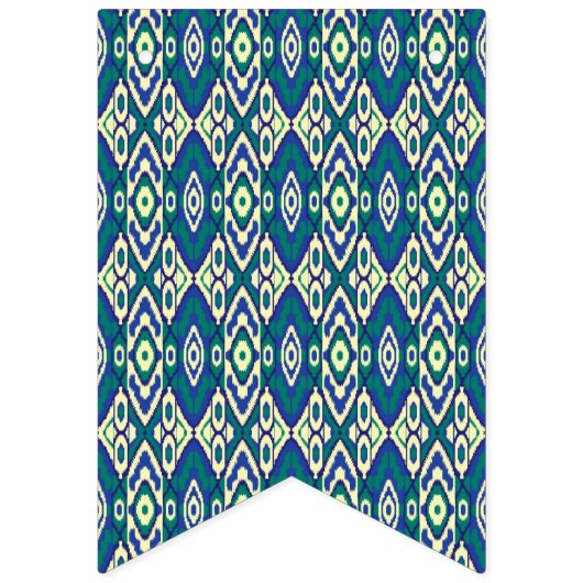 ein blaues und grünes Muster mit weißem Hintergrun Wimpelkette (Zweite Fahne)