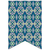 ein blaues und grünes Muster mit weißem Hintergrun Wimpelkette (Dritte Fahne)