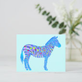 Ein blaues Zebra-Dots Streifen Original Pop Art St Postkarte (Stehend Vorderseite)