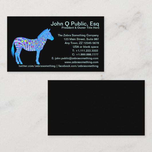 Ein Blauzebra-Punkt-Streifen entwerfen total Spaß Visitenkarte (Vorne/Hinten)
