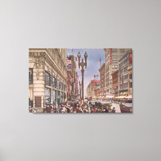 Ein Blick auf den belebten Broadway Leinwanddruck (Vorderseite)