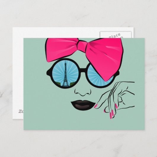Ein Blick auf die Oversized Bow Face von Paris Postkarte (Vorne/Hinten)