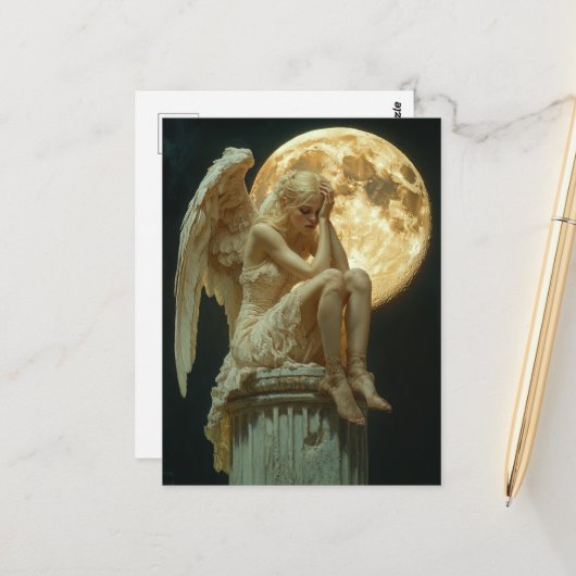 Ein blonder Engel und der Mond Postkarte (Vorderseite/Rückseite Beispiel)
