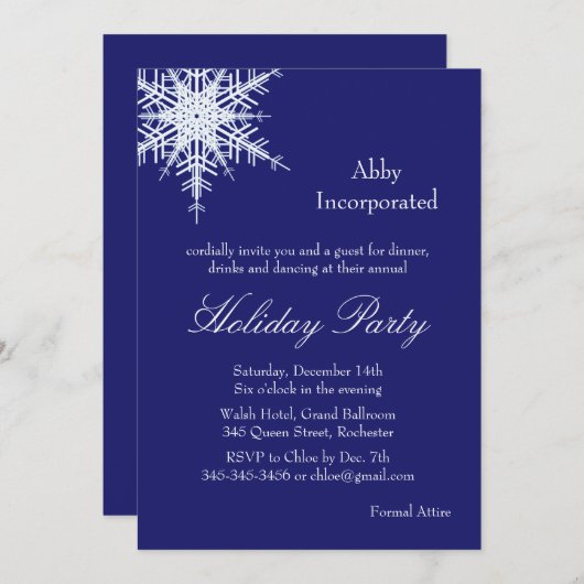 Ein Blue Holiday Offset Snowflake Einladung (Vorne/Hinten)