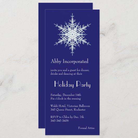 Ein Blue Holiday Snowflake Einladung (Vorne/Hinten)