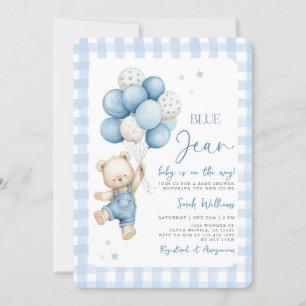 Ein Blue Jean Baby ist unterwegs Baby Shower Boy Einladung