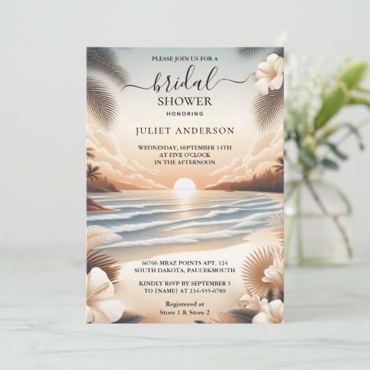 Ein Blue Water Brautparty im Summer Ocean Beach Einladung (Stehend Vorderseite)