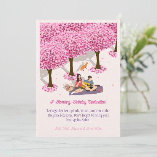 Ein blühender Geburtstag Einladung (Stehend Vorderseite)