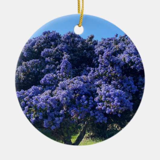 Ein blühendes Kalifornien: Wild Lilac Keramik Ornament (Vorne)