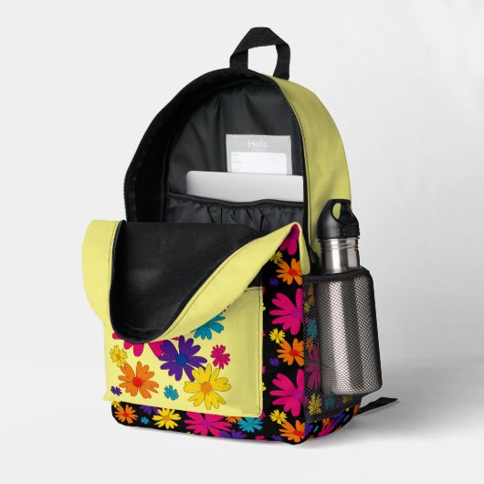 Ein Blumenbeet mit blühenden Blume Bedruckter Rucksack (Rückseitige Ecke links (Offen) )