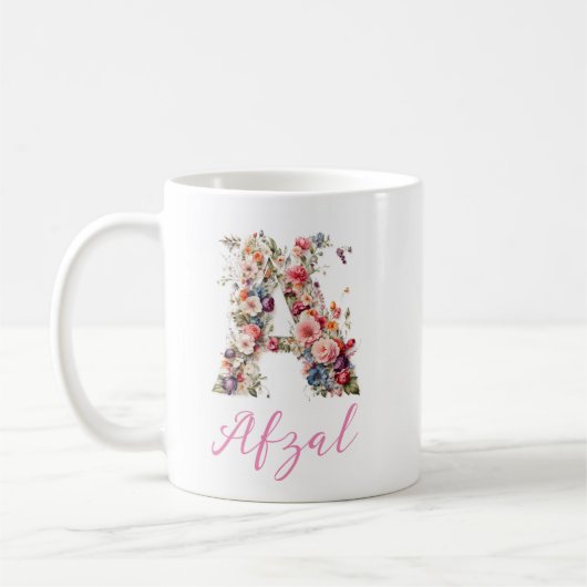 Ein Blumenbrief für digitale Kunst /Monogramm Kaffeetasse (Links)