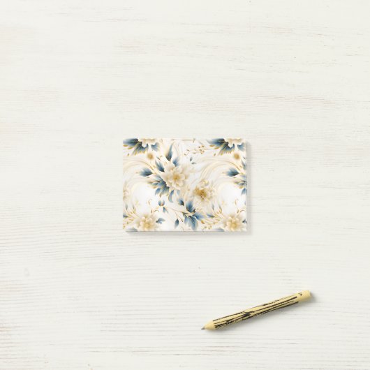 Ein Blumendesign 1 Post-it Klebezettel (Auf Schreibtisch)