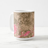 Ein blumengeschmücktes Design mit blühenden rosafa Kaffeetasse (Vorderseite Links)