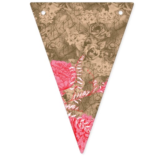 Ein blumengeschmücktes Design mit blühenden rosafa Wimpelkette (Dritte Fahne)