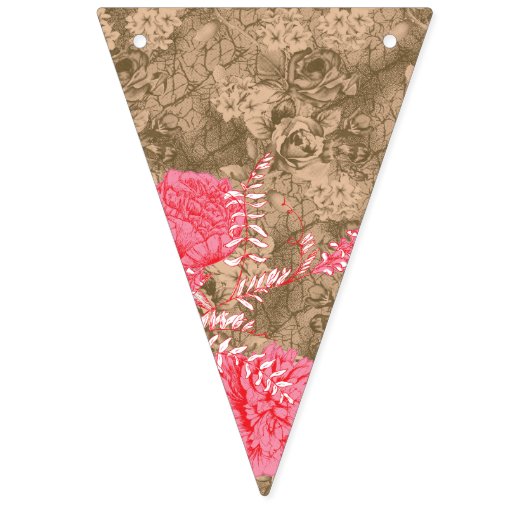 Ein blumengeschmücktes Design mit blühenden rosafa Wimpelkette (Zweite Fahne)