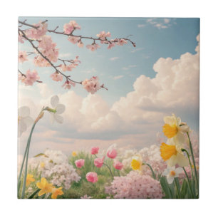 Ein Blumenhintergrund im Frühling Fliese