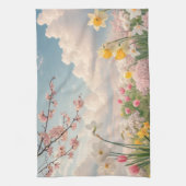 Ein Blumenhintergrund im Frühling Geschirrtuch (Vertikal)