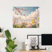 Ein Blumenhintergrund im Frühling Poster (Heimbüro)