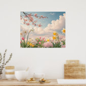Ein Blumenhintergrund im Frühling Poster (Küche)
