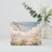 Ein Blumenhintergrund im Frühling Postkarte (Stehend Vorderseite)