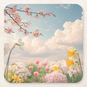 Ein Blumenhintergrund im Frühling Rechteckiger Pappuntersetzer