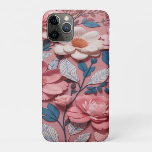 Ein Blumenmuster mit rosa Hintergrund Case-Mate iPhone Hülle