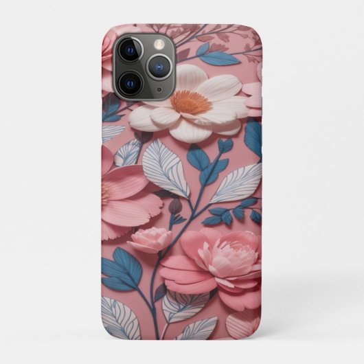 Ein Blumenmuster mit rosa Hintergrund Case-Mate iPhone Hülle (Rückseite)