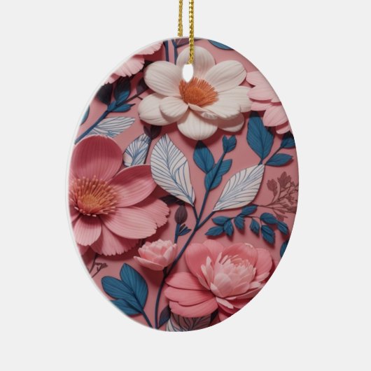 Ein Blumenmuster mit rosa Hintergrund Keramik Ornament (Rechts)