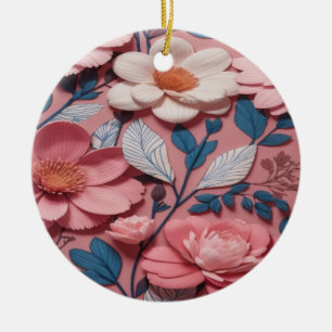 Ein Blumenmuster mit rosa Hintergrund Keramik Ornament